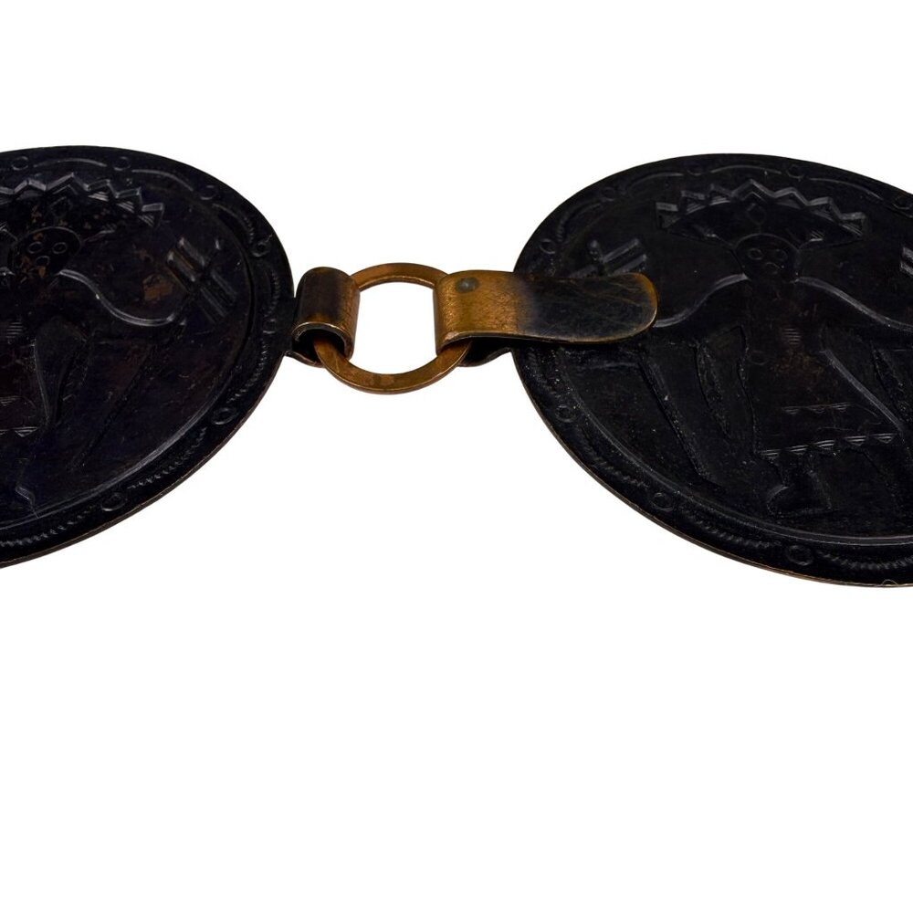 Handcrafted Copper Black Warrior Pattern Link Bel… - image 3